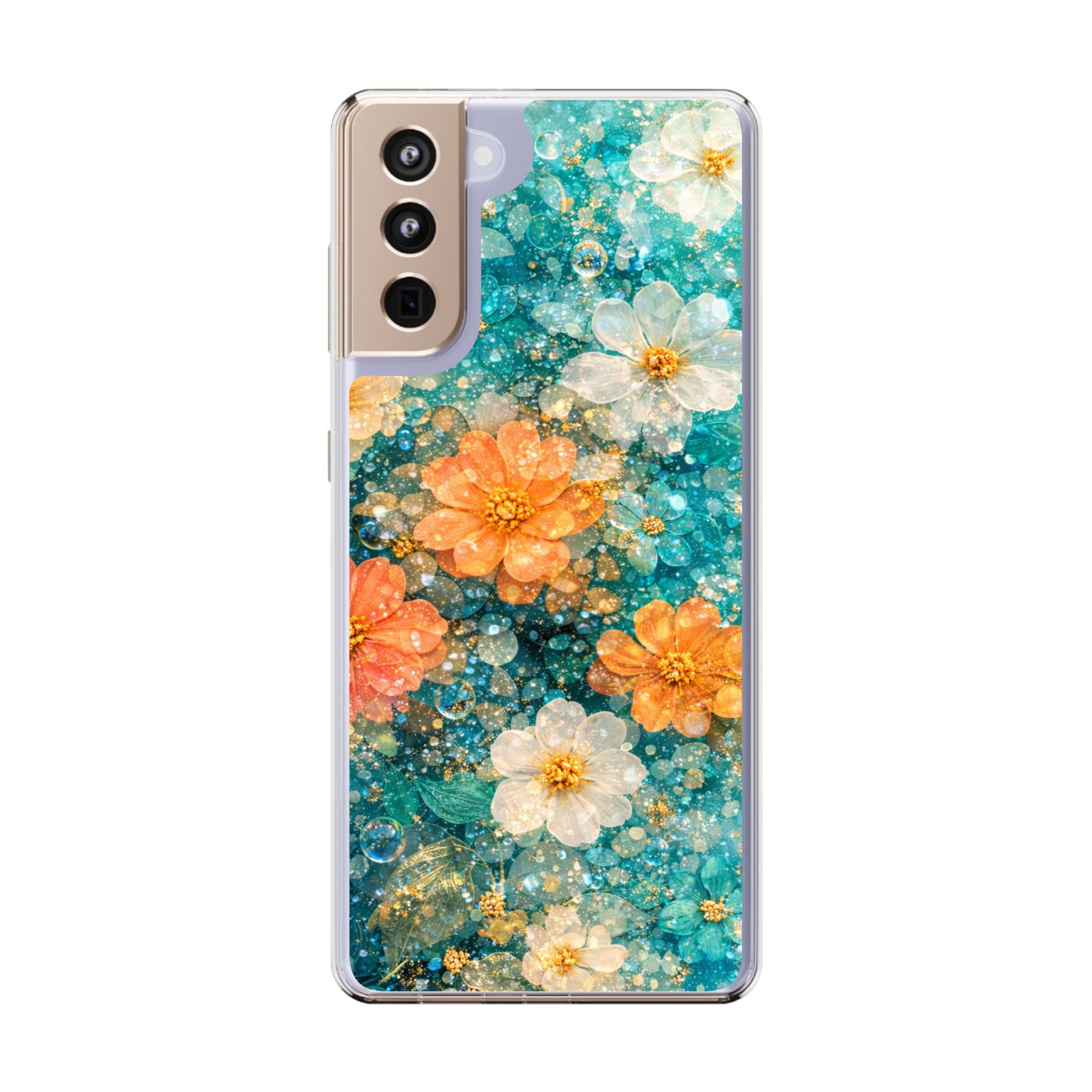 Aqua Floral- Tough Phone Case