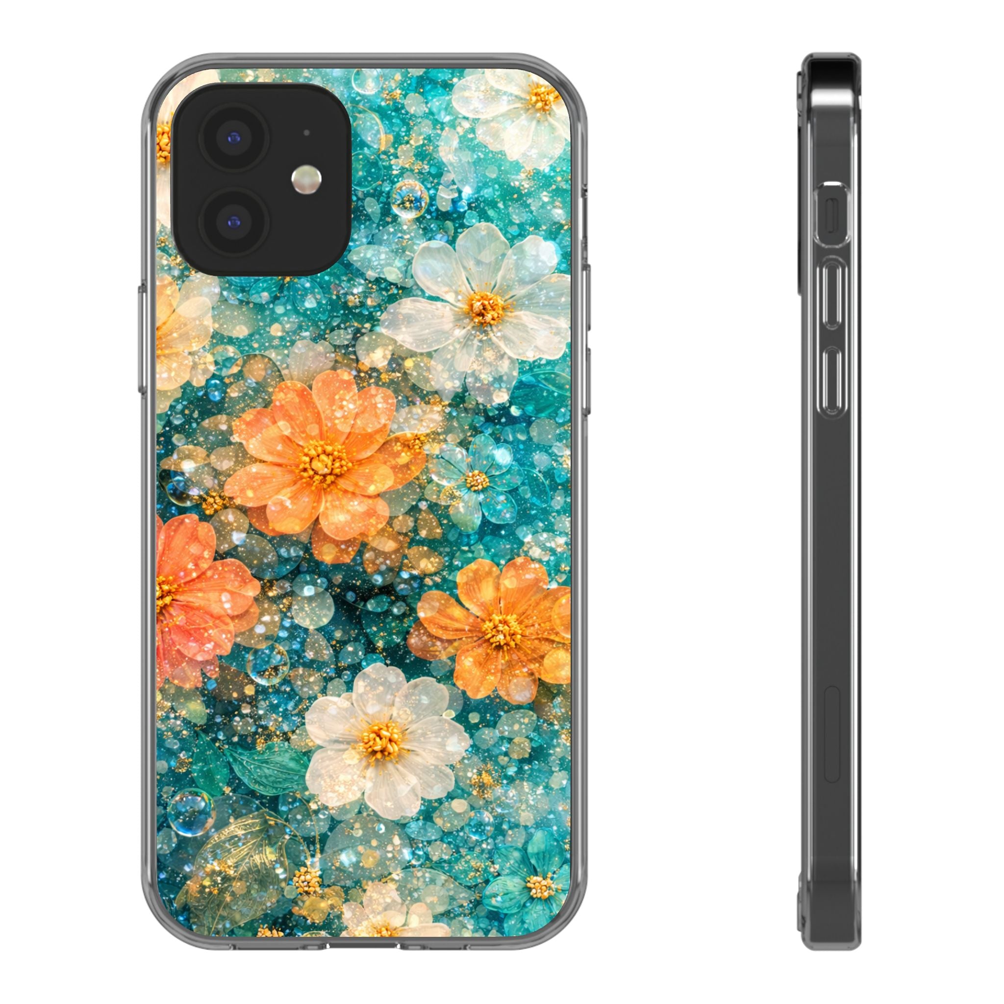 Aqua Floral- Tough Phone Case