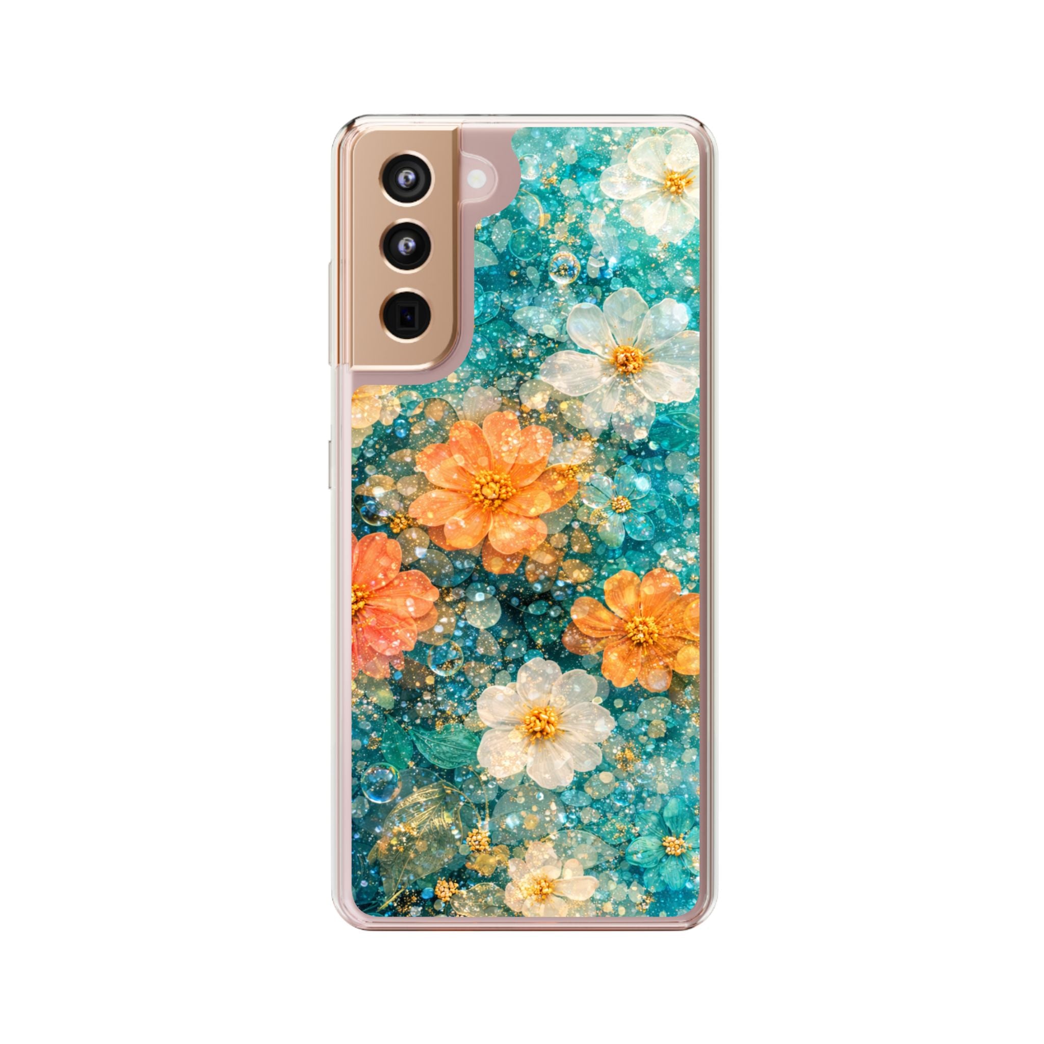 Aqua Floral- Tough Phone Case
