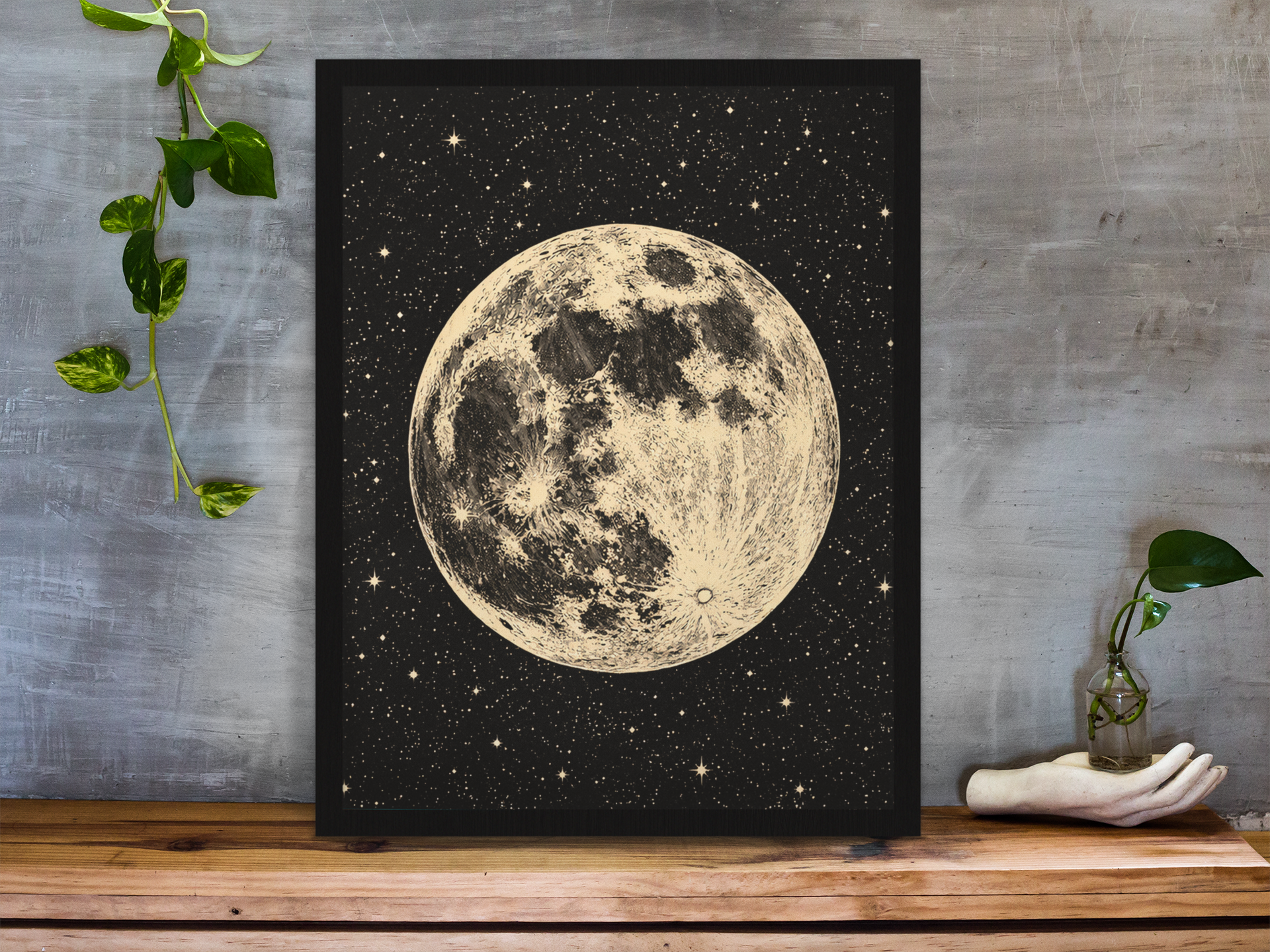 Full Moon Art Poster — Celestial Wall Art Print