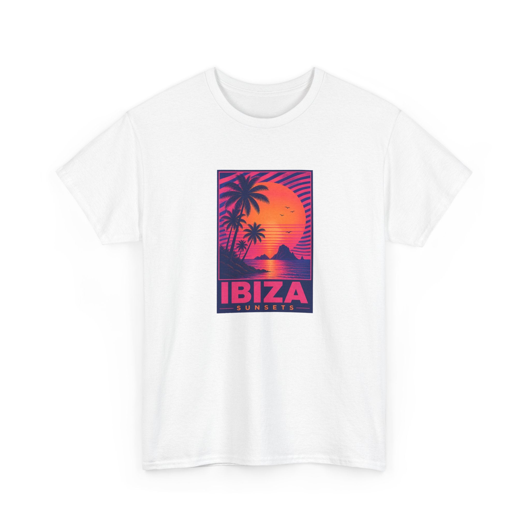 Ibiza Sunsets T-Shirt — Retro Beach Sunset Graphic Tee
