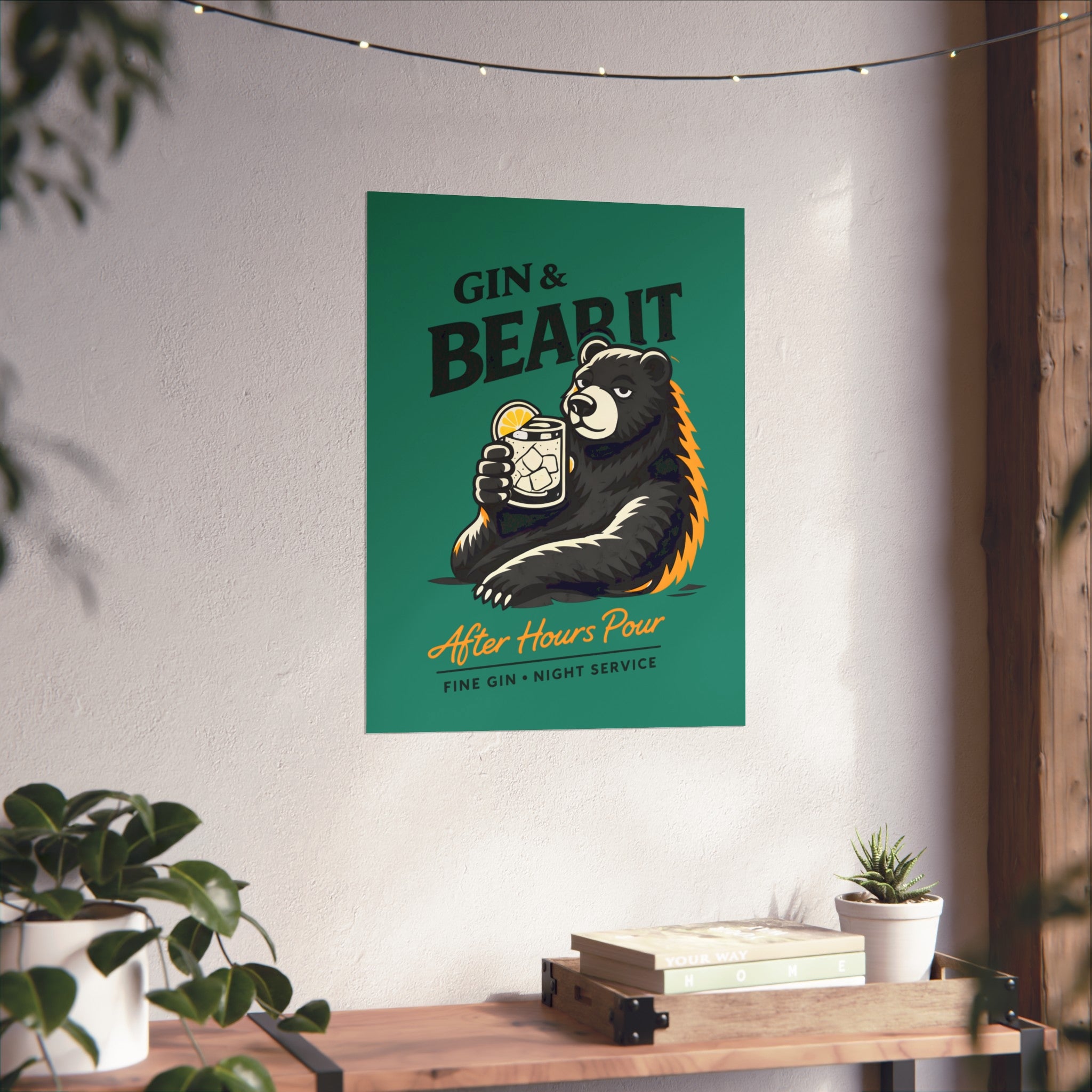 Gin & Bear It! Fine Art Poster, Teal