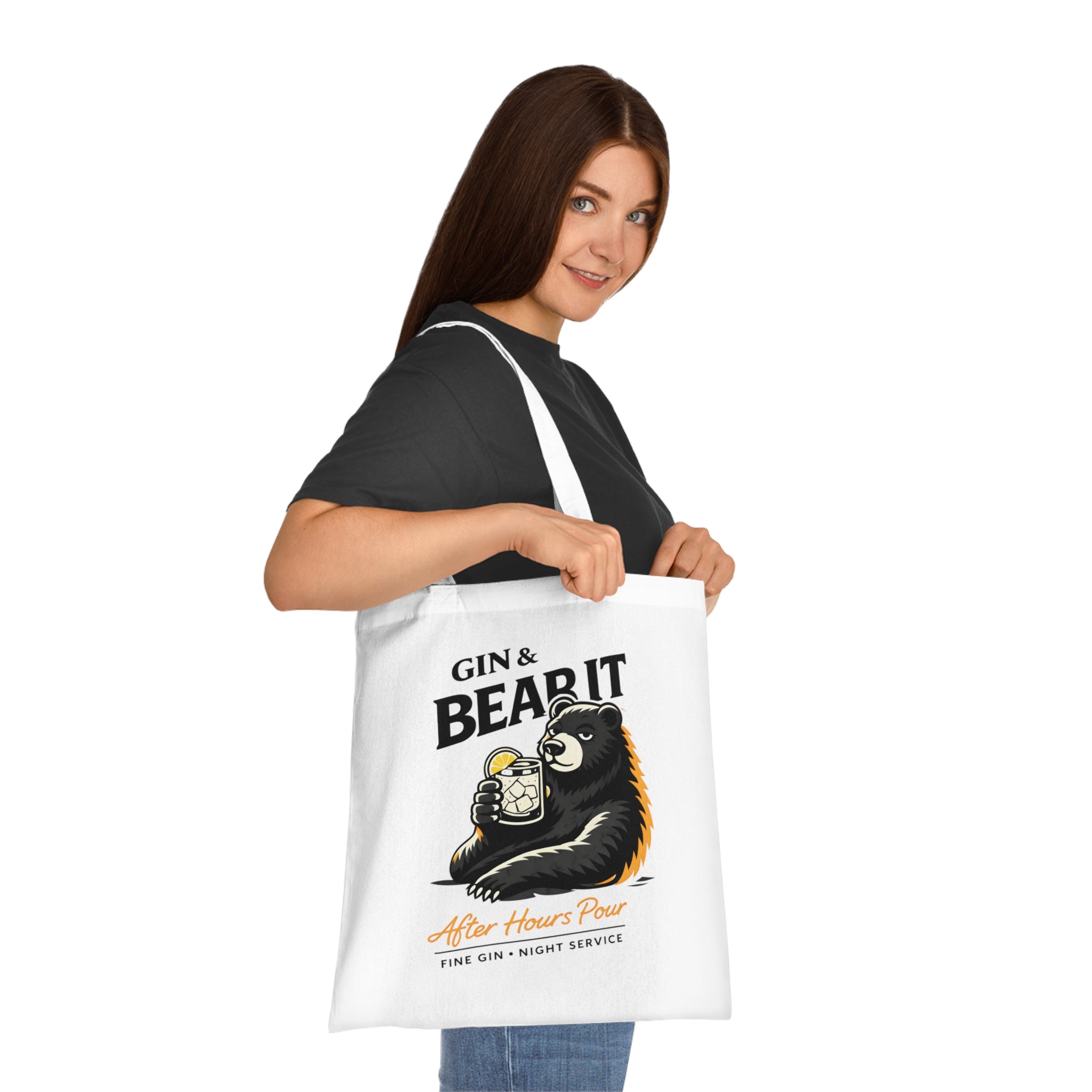 Gin & Bear It, Cotton Tote, White
