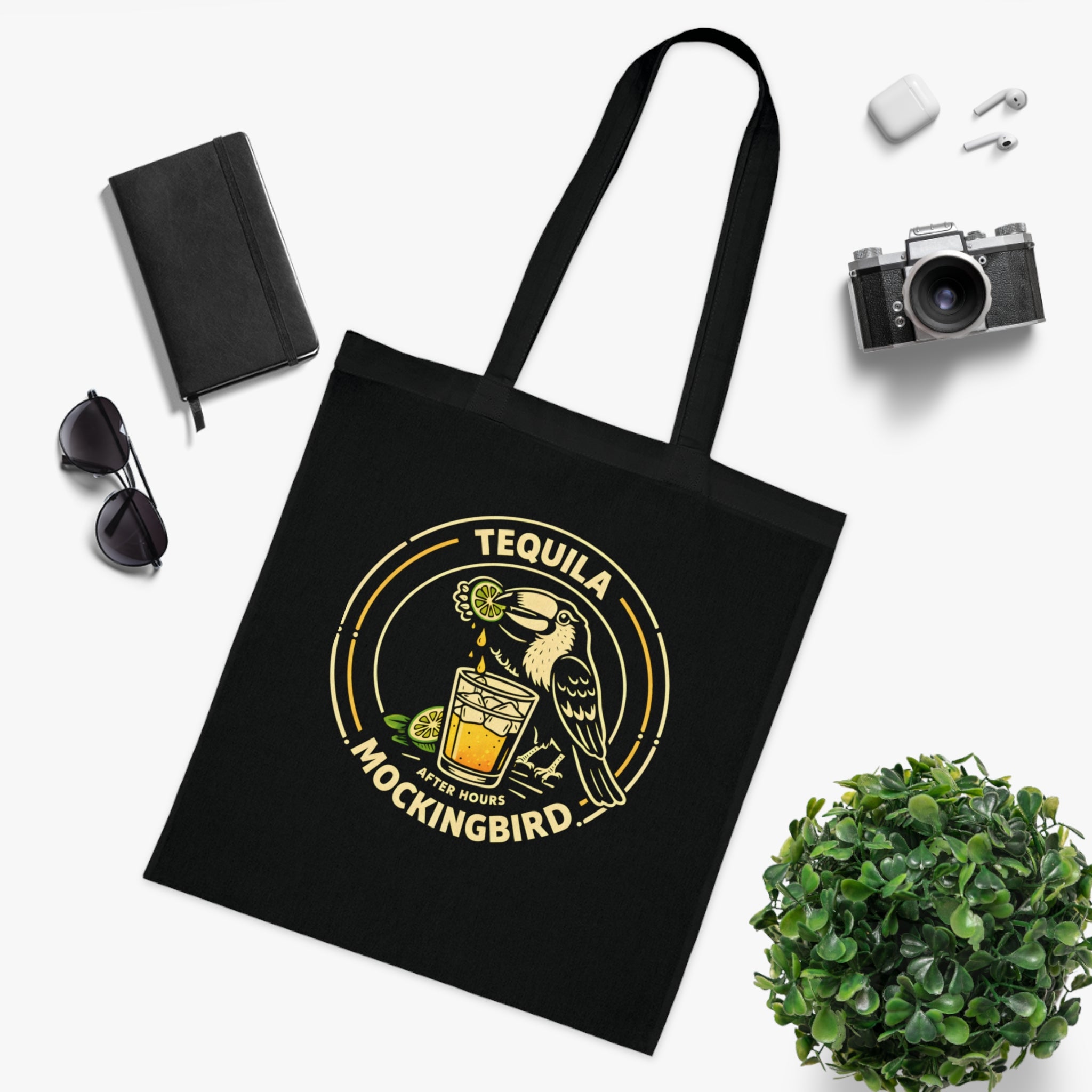 Tequila Mocking-bird, Cotton Tote, Black
