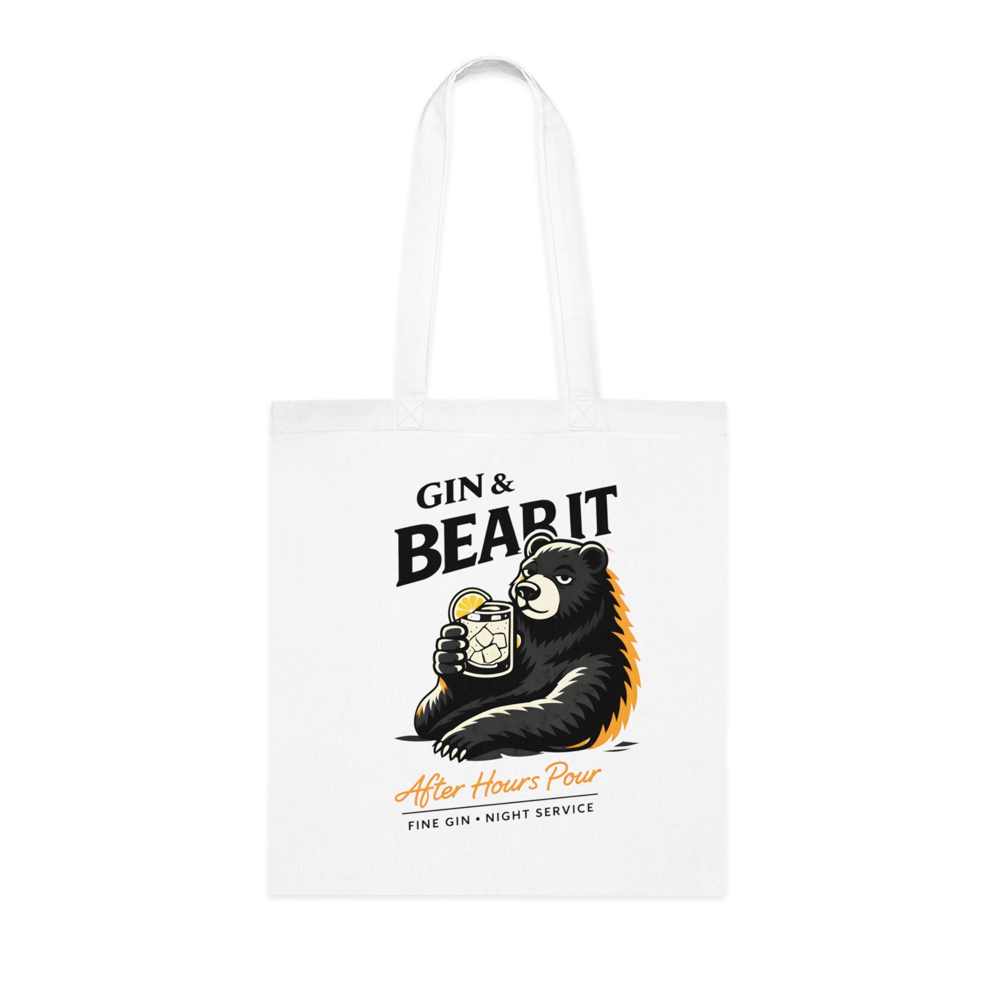 Gin & Bear It, Cotton Tote, White